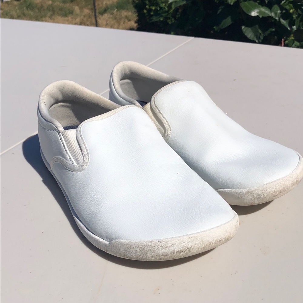 WHITIN Slip-On Barefoot Women’s White Leather Wide Toe Zero Drop Shoes Sz 42/11